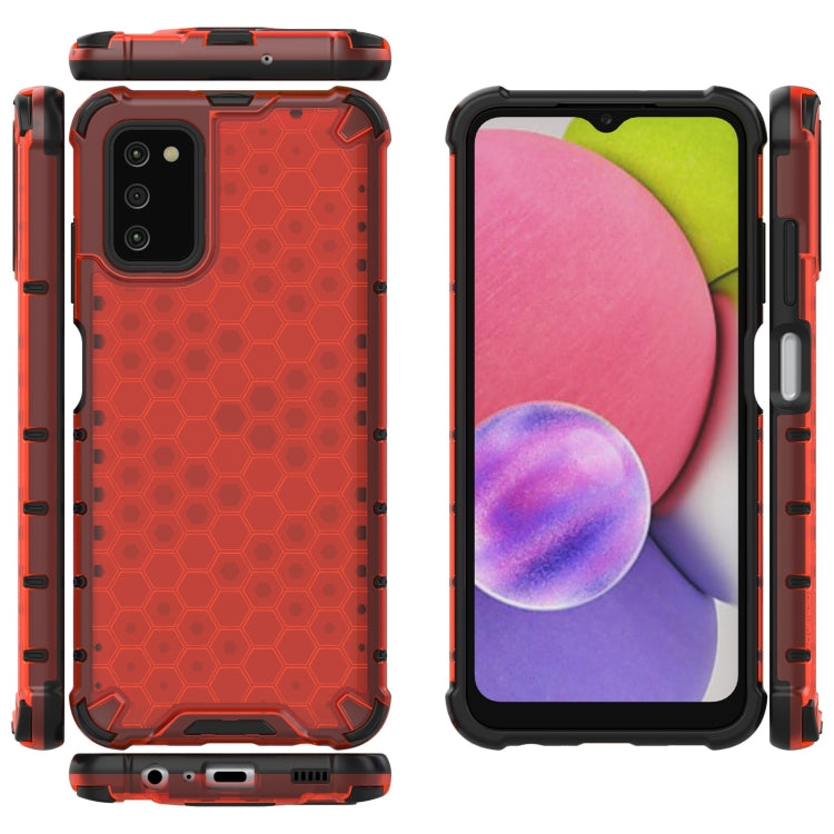 For Samsung Galaxy A03s 164mm Shockproof Honeycomb PC + TPU Case(Red) by buy2fix
