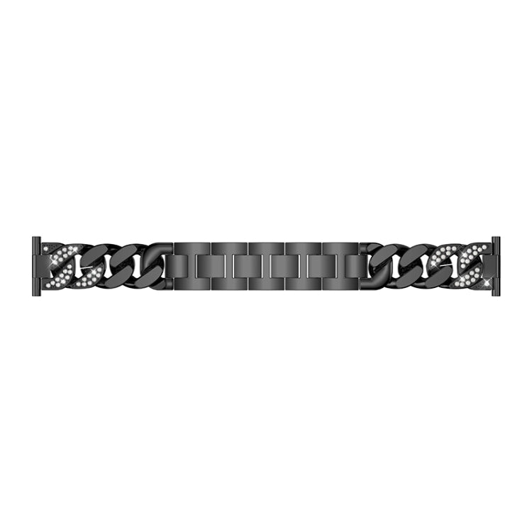 For Garmin Vivoactive 4 / Venu 2 22mm Row Diamonds Denim Chain Watch Band(Black) - Watch Bands by buy2fix | Online Shopping UK | buy2fix