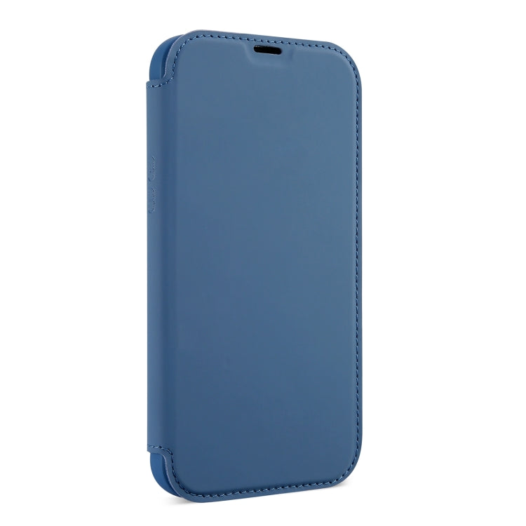 For iPhone 13 Pro Skin Feel Horizontal Flip PU Leather Case with Holder & Card Slot (Smoky Blue) - iPhone 13 Pro Cases by buy2fix | Online Shopping UK | buy2fix