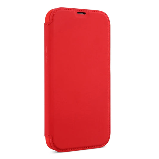 For iPhone 13 Pro Skin Feel Horizontal Flip PU Leather Case with Holder & Card Slot (Red) by buy2fix