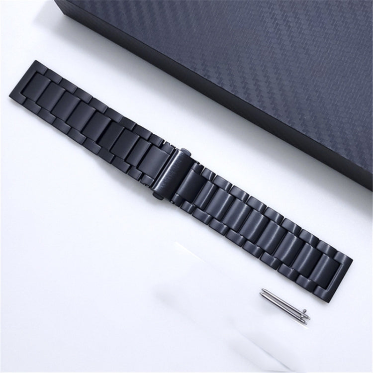 For Xiaomi Haylou RS3 / Suunto 9 Peak 22mm Universal Titanium Alloy Three Plants Flat Buckle Watch Band(Black) - Watch Bands by buy2fix | Online Shopping UK | buy2fix