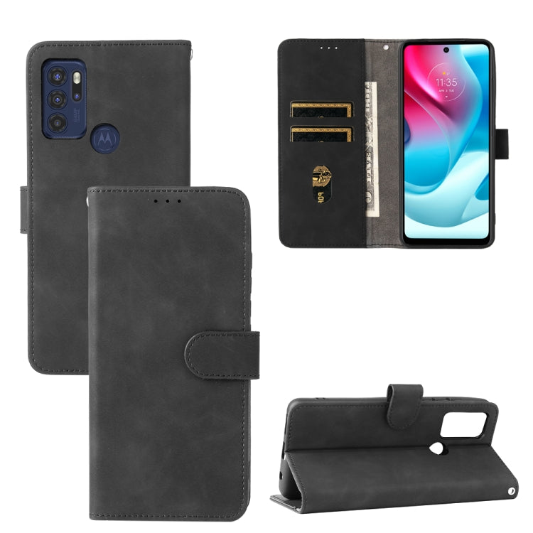 For Motorola Moto G60S Solid Color Skin Feel Magnetic Buckle Horizontal Flip PU Leather Case with Holder & Card Slots & Wallet(Black) - Motorola Cases by buy2fix | Online Shopping UK | buy2fix