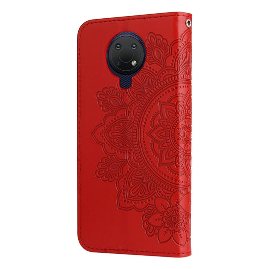 For Nokia G10 / G20 / 6.3 7-petal Flowers Embossing Pattern Horizontal Flip PU Leather Case with Holder & Card Slots & Wallet & Photo Frame(Red) by buy2fix