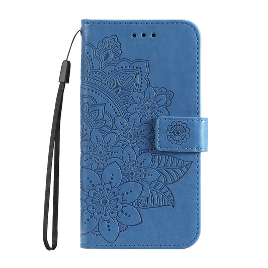 For OPPO Realme GT Master / Realme Q3 Pro 7-petal Flowers Embossing Pattern Horizontal Flip PU Leather Case with Holder & Card Slots & Wallet & Photo Frame(Blue) by buy2fix