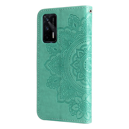 For OPPO Realme GT Master / Realme Q3 Pro 7-petal Flowers Embossing Pattern Horizontal Flip PU Leather Case with Holder & Card Slots & Wallet & Photo Frame(Green) - Realme Cases by buy2fix | Online Shopping UK | buy2fix