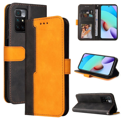 For Xiaomi Redmi 10 Business Stitching-Color Horizontal Flip PU Leather Case with Holder & Card Slots & Photo Frame(Orange) - Xiaomi Cases by buy2fix | Online Shopping UK | buy2fix