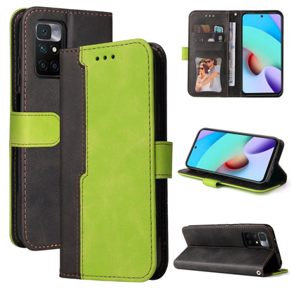 For Xiaomi Redmi 10 Business Stitching-Color Horizontal Flip PU Leather Case with Holder & Card Slots & Photo Frame(Green) - Xiaomi Cases by buy2fix | Online Shopping UK | buy2fix