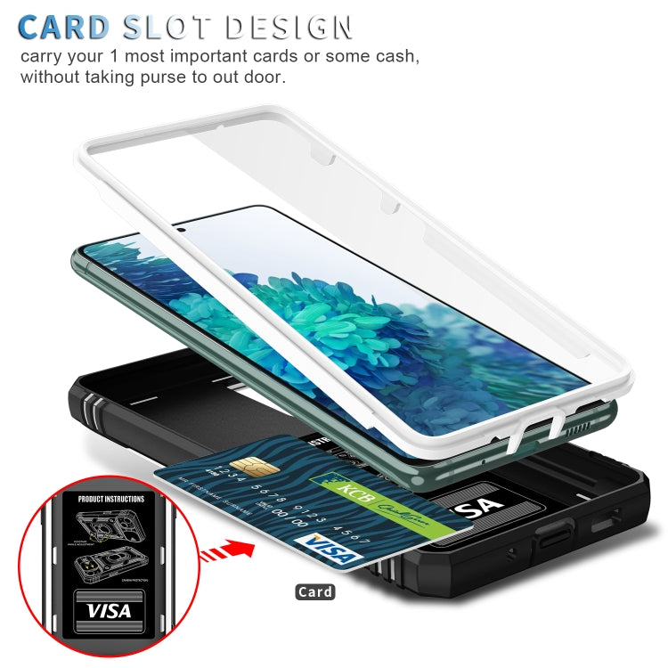 For Samsung Galaxy S20 FE Sliding Camera Cover Design TPU + PC Protective Case with 360 Degree Rotating Holder & Card Slot(White+Black) by buy2fix