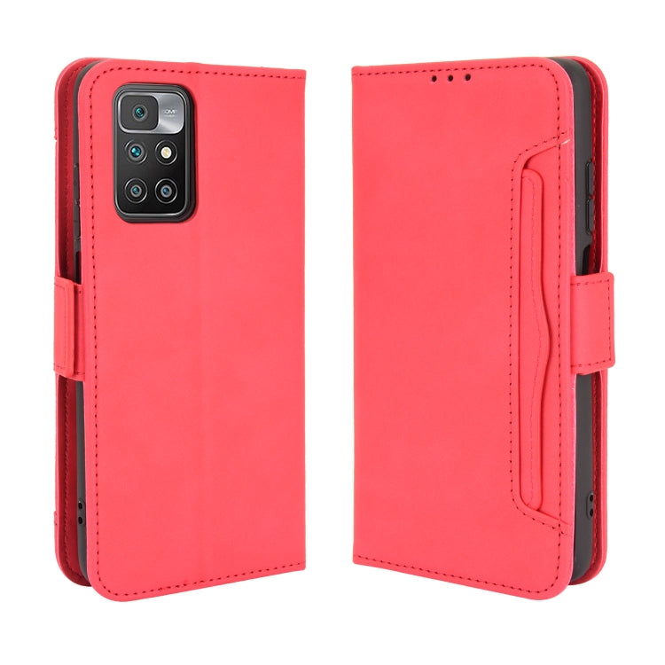 For Xiaomi Redmi 10 Skin Feel Calf Pattern Horizontal Flip Leather Case with Holder & Card Slots & Photo Frame(Red) - Xiaomi Cases by buy2fix | Online Shopping UK | buy2fix