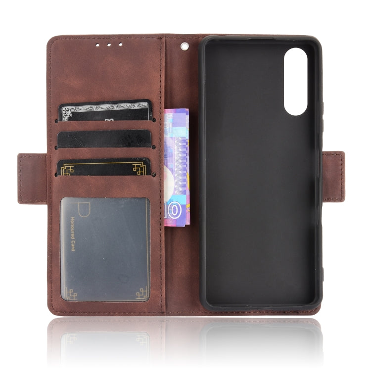 For Sony Xperia 10 III Skin Feel Calf Pattern Horizontal Flip Leather Case with Holder & Card Slots & Photo Frame(Brown) - Sony Cases by buy2fix | Online Shopping UK | buy2fix