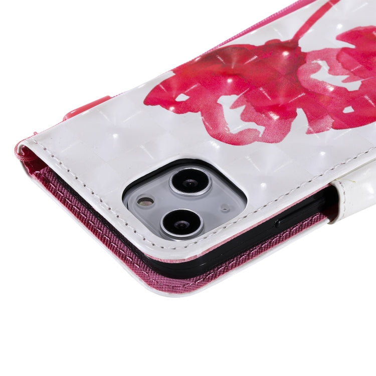 For iPhone 13 mini 3D Painted Pattern Horizontal Flip Leather Case with Holder & Card Slots & Wallet (Red Rose) - iPhone 13 mini Cases by buy2fix | Online Shopping UK | buy2fix