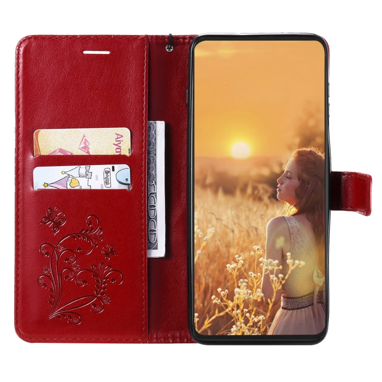 For iPhone 13 3D Butterfly Embossed Pattern Horizontal Flip Leather Case with Holder & Card Slot & Wallet & Lanyard(Red) - iPhone 13 Cases by buy2fix | Online Shopping UK | buy2fix