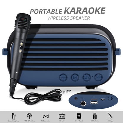 New Rixing NR-3000M Bluetooth 5.0 Portable Karaoke Wireless Bluetooth Speaker with Microphone & Shoulder Strap(Black) - Desktop Speaker by NewRixing | Online Shopping UK | buy2fix