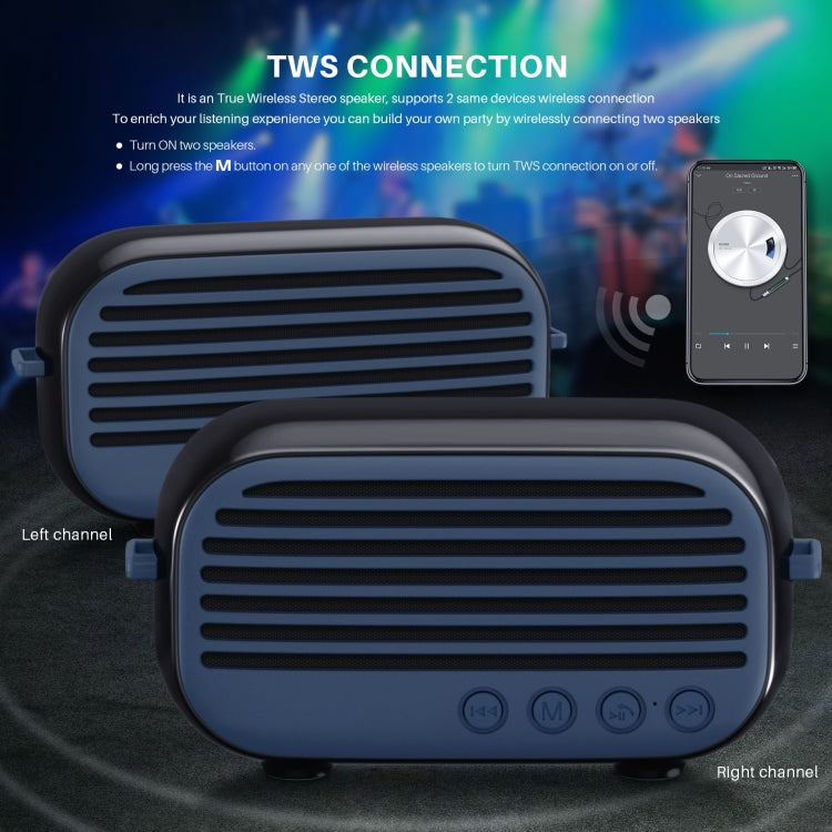 New Rixing NR-3000M Bluetooth 5.0 Portable Karaoke Wireless Bluetooth Speaker with Microphone & Shoulder Strap(Blue) - Desktop Speaker by NewRixing | Online Shopping UK | buy2fix