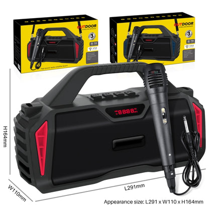 New Rixing NR-6011M Bluetooth 5.0 Portable Outdoor Karaoke Wireless Bluetooth Speaker with Microphone & Shoulder Strap(Red) - Desktop Speaker by NewRixing | Online Shopping UK | buy2fix