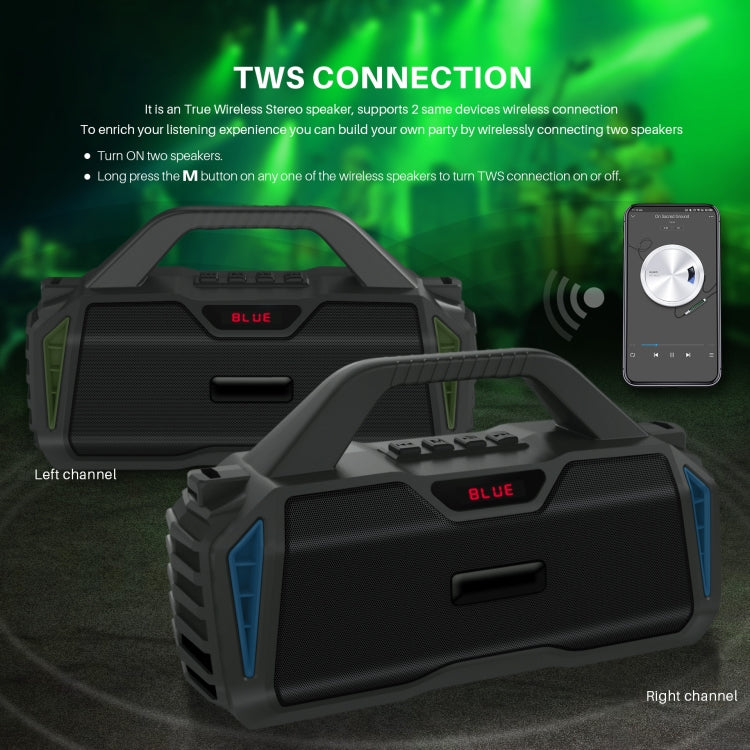 New Rixing NR-6011M Bluetooth 5.0 Portable Outdoor Karaoke Wireless Bluetooth Speaker with Microphone & Shoulder Strap(Green) - Desktop Speaker by NewRixing | Online Shopping UK | buy2fix