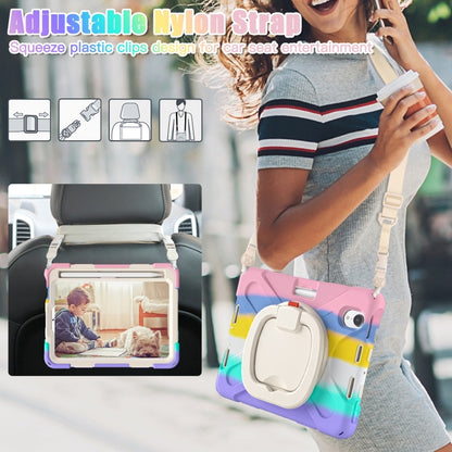 For iPad mini 6 Silicone + PC Protective Tablet Case with Holder & Shoulder Strap(Colorful Pink) - iPad mini 6 Cases by buy2fix | Online Shopping UK | buy2fix