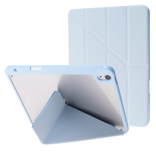 Deformation Transparent Acrylic Horizontal Flip PU Leather Case with Multi-folding Holder & Sleep / Wake-up Function & Pen Slot For iPad Air 2022 / 2020 10.9(Baby Blue) - iPad Air (2022) / (2020) 10.9 Cases by buy2fix | Online Shopping UK | buy2fix