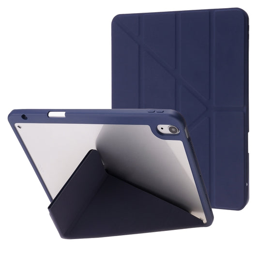 Deformation Transparent Acrylic Horizontal Flip PU Leather Case with Multi-folding Holder & Sleep / Wake-up Function & Pen Slot For iPad Air 2022 / 2020 10.9(Dark Blue) - iPad Air (2022) / (2020) 10.9 Cases by buy2fix | Online Shopping UK | buy2fix