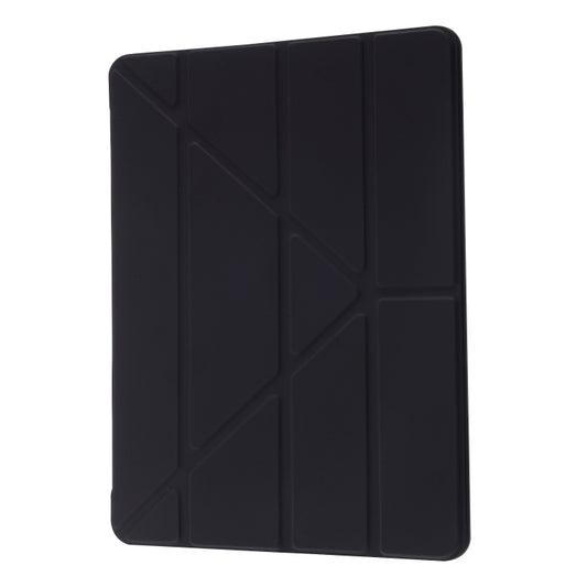 For iPad 10.2 2021 / 2020 / 2019 Deformation Transparent Acrylic Horizontal Flip PU Leather Case with Multi-folding Holder & Sleep / Wake-up Function & Pen Slot(Black) by buy2fix
