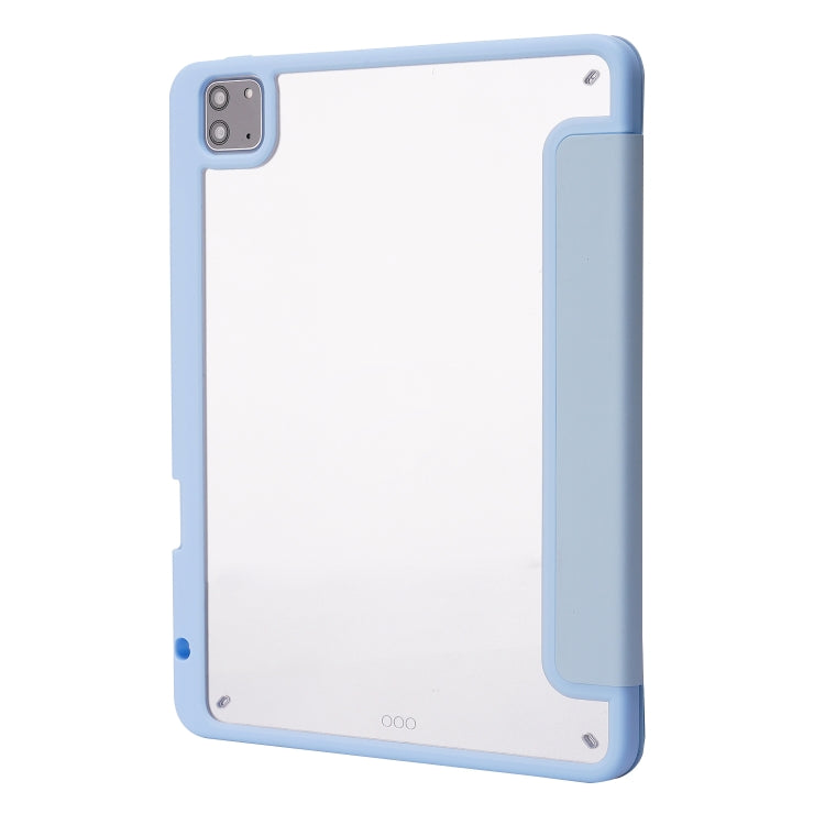For iPad Pro 11 2022 / 2021 / 2020 / 2018 Deformation Transparent Acrylic Horizontal Flip PU Leather Tablet Case with Multi-folding Holder & Sleep / Wake-up Function & Pen Slot(Baby Blue) - iPad Pro 11 (2022/2021) Cases by buy2fix | Online Shopping UK | buy2fix