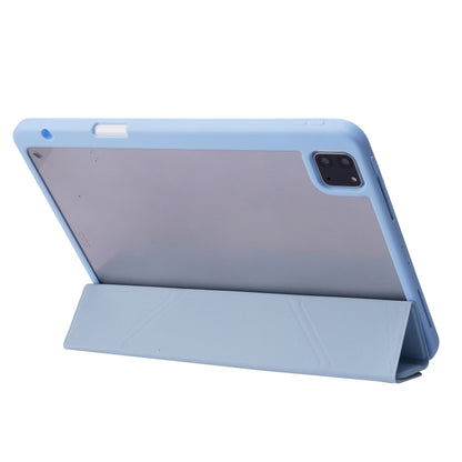For iPad Pro 11 2022 / 2021 / 2020 / 2018 Deformation Transparent Acrylic Horizontal Flip PU Leather Tablet Case with Multi-folding Holder & Sleep / Wake-up Function & Pen Slot(Baby Blue) - iPad Pro 11 (2022/2021) Cases by buy2fix | Online Shopping UK | buy2fix