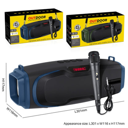 New Rixing NR-6012M Bluetooth 5.0 Portable Outdoor Karaoke Wireless Bluetooth Speaker with Microphone & Shoulder Strap(Blue) - Desktop Speaker by NewRixing | Online Shopping UK | buy2fix