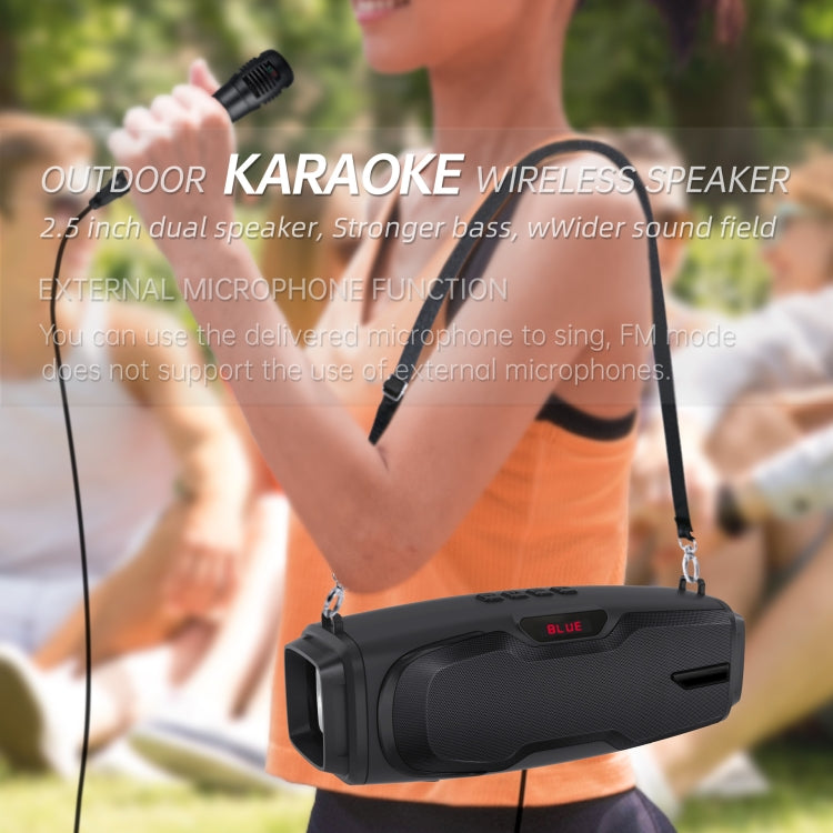 New Rixing NR-6012M Bluetooth 5.0 Portable Outdoor Karaoke Wireless Bluetooth Speaker with Microphone & Shoulder Strap(Red) - Desktop Speaker by NewRixing | Online Shopping UK | buy2fix