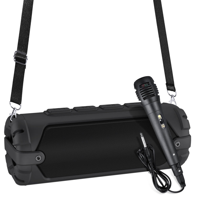 New Rixing NR-6013M Bluetooth 5.0 Portable Outdoor Karaoke Wireless Bluetooth Speaker with Microphone & Shoulder Strap(Black) - Desktop Speaker by NewRixing | Online Shopping UK | buy2fix