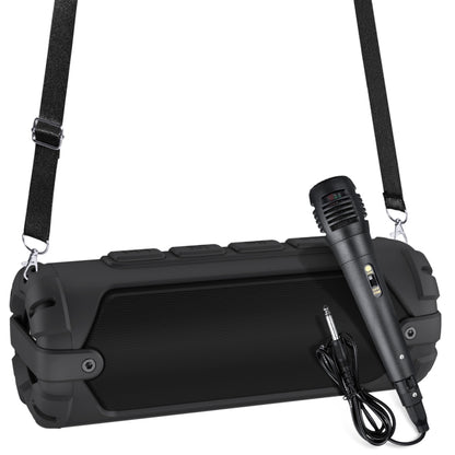 New Rixing NR-6013M Bluetooth 5.0 Portable Outdoor Karaoke Wireless Bluetooth Speaker with Microphone & Shoulder Strap(Black) - Desktop Speaker by NewRixing | Online Shopping UK | buy2fix