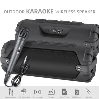 New Rixing NR-6013M Bluetooth 5.0 Portable Outdoor Karaoke Wireless Bluetooth Speaker with Microphone & Shoulder Strap(Red) - Desktop Speaker by NewRixing | Online Shopping UK | buy2fix