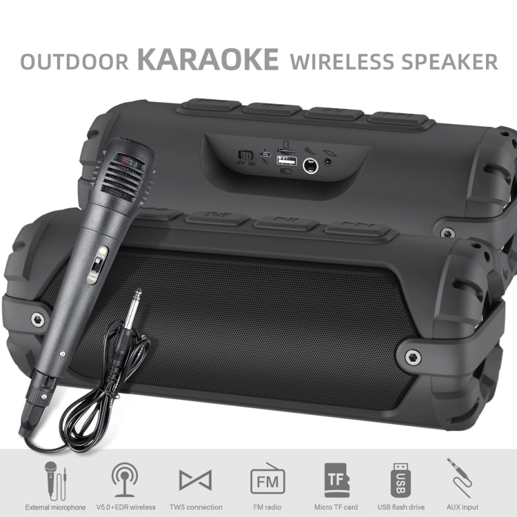 New Rixing NR-6013M Bluetooth 5.0 Portable Outdoor Karaoke Wireless Bluetooth Speaker with Microphone & Shoulder Strap(Blue) - Desktop Speaker by NewRixing | Online Shopping UK | buy2fix