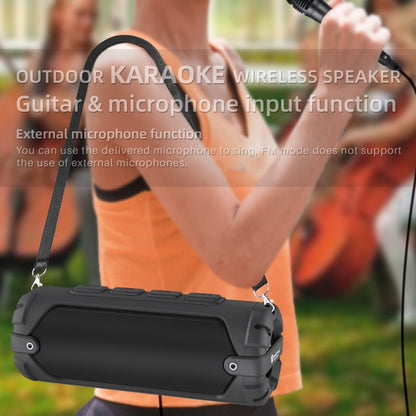 New Rixing NR-6013M Bluetooth 5.0 Portable Outdoor Karaoke Wireless Bluetooth Speaker with Microphone & Shoulder Strap(Green) - Desktop Speaker by NewRixing | Online Shopping UK | buy2fix