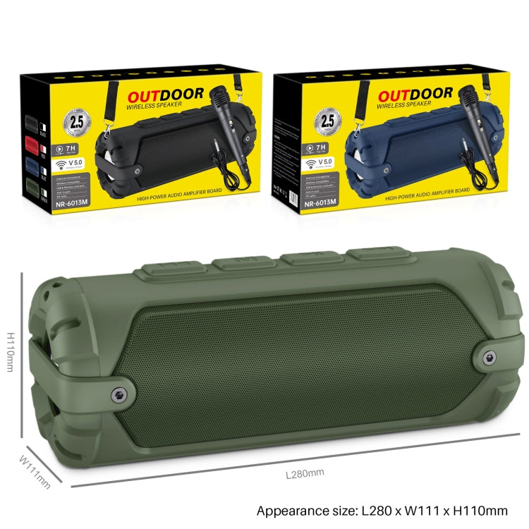 New Rixing NR-6013M Bluetooth 5.0 Portable Outdoor Karaoke Wireless Bluetooth Speaker with Microphone & Shoulder Strap(Green) - Desktop Speaker by NewRixing | Online Shopping UK | buy2fix
