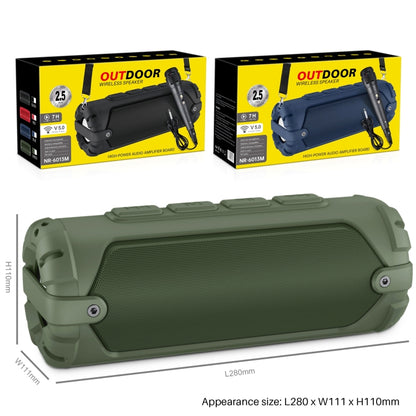 New Rixing NR-6013M Bluetooth 5.0 Portable Outdoor Karaoke Wireless Bluetooth Speaker with Microphone & Shoulder Strap(Green) - Desktop Speaker by NewRixing | Online Shopping UK | buy2fix