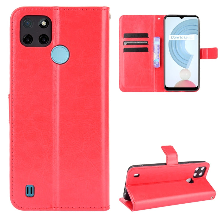 For OPPO Realme C21Y Crazy Horse Texture Horizontal Flip Leather Case with Holder & Card Slots & Lanyard(Red) - Realme Cases by buy2fix | Online Shopping UK | buy2fix