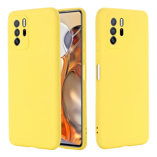 For Xiaomi Redmi Note 10 Pro 5G CN Version / Poco X3 GT 5G Solid Color Liquid Silicone Dropproof Full Coverage Protective Case(Yellow) by buy2fix
