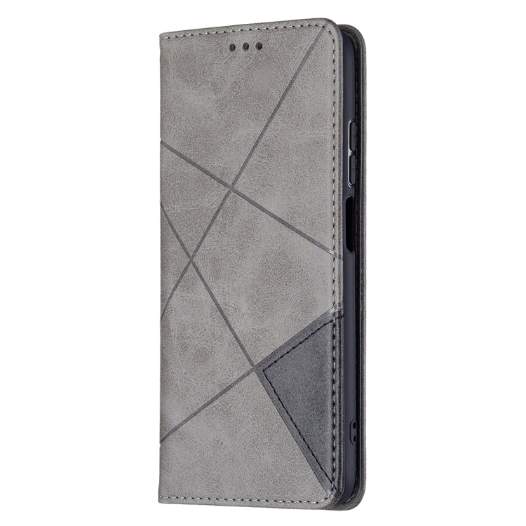 For Xiaomi Redmi 10 Rhombus Texture Horizontal Flip Magnetic Leather Case with Holder & Card Slots(Grey) - Xiaomi Cases by buy2fix | Online Shopping UK | buy2fix