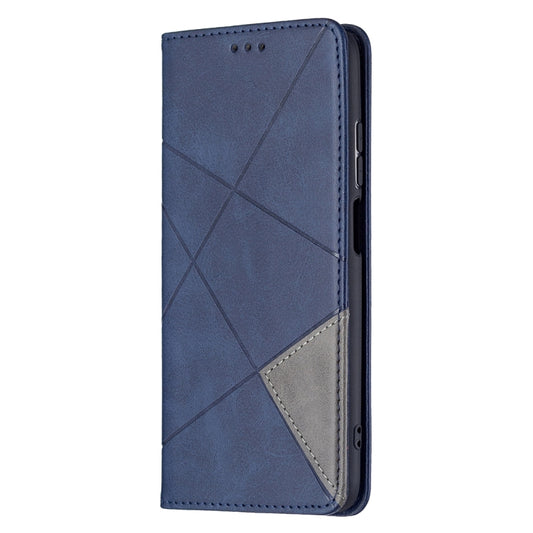 For Xiaomi Redmi 10 Rhombus Texture Horizontal Flip Magnetic Leather Case with Holder & Card Slots(Blue) by buy2fix