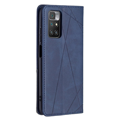 For Xiaomi Redmi 10 Rhombus Texture Horizontal Flip Magnetic Leather Case with Holder & Card Slots(Blue) - Xiaomi Cases by buy2fix | Online Shopping UK | buy2fix