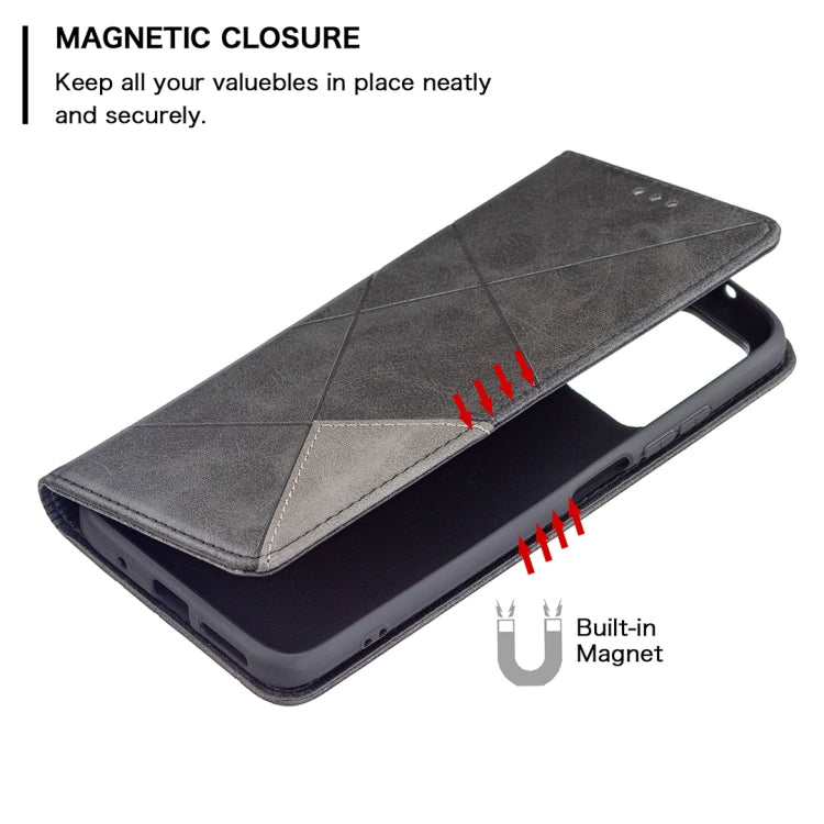 For Xiaomi Redmi 10 Rhombus Texture Horizontal Flip Magnetic Leather Case with Holder & Card Slots(Black) - Xiaomi Cases by buy2fix | Online Shopping UK | buy2fix