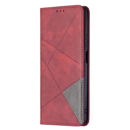 For Xiaomi Mi 11T Rhombus Texture Horizontal Flip Magnetic Leather Case with Holder & Card Slots(Red) - Xiaomi Cases by buy2fix | Online Shopping UK | buy2fix