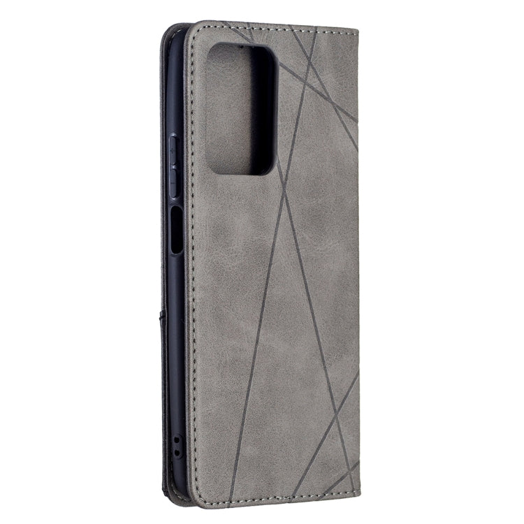 For Xiaomi Mi 11T Rhombus Texture Horizontal Flip Magnetic Leather Case with Holder & Card Slots(Grey) by buy2fix