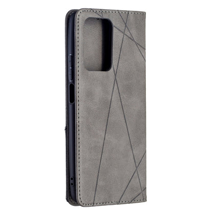 For Xiaomi Mi 11T Rhombus Texture Horizontal Flip Magnetic Leather Case with Holder & Card Slots(Grey) by buy2fix