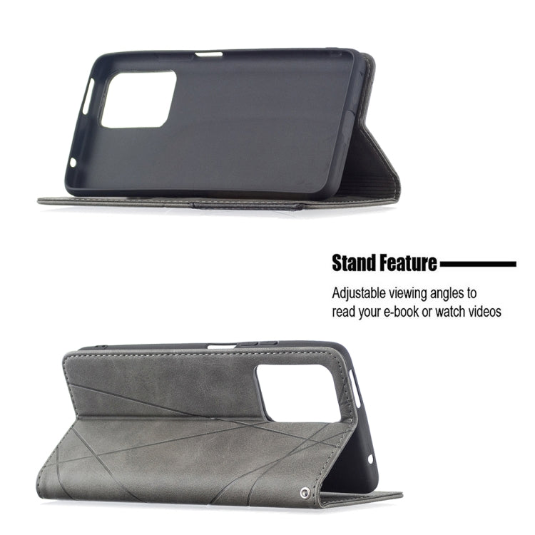 For Xiaomi Mi 11T Rhombus Texture Horizontal Flip Magnetic Leather Case with Holder & Card Slots(Grey) by buy2fix