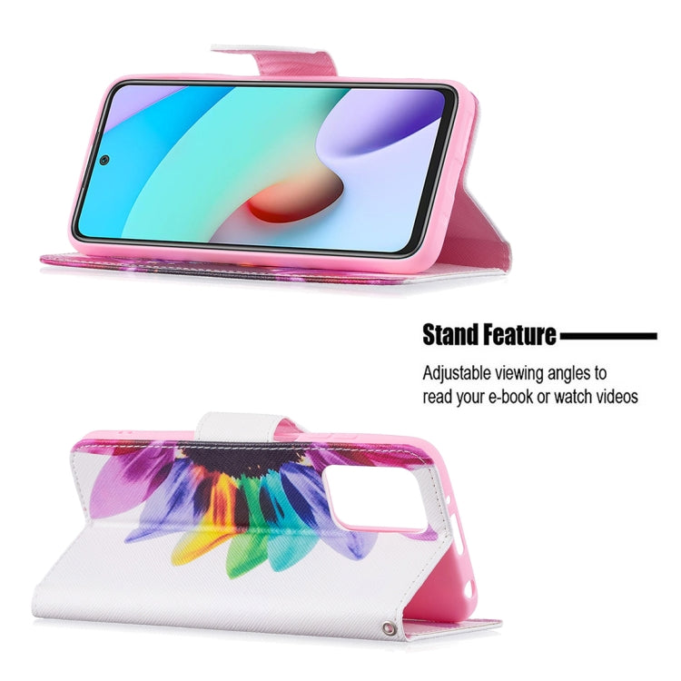 For Xiaomi Redmi 10 Colored Drawing Pattern Horizontal Flip Leather Case with Holder & Card Slots & Wallet(Sun Flower) - Xiaomi Cases by buy2fix | Online Shopping UK | buy2fix