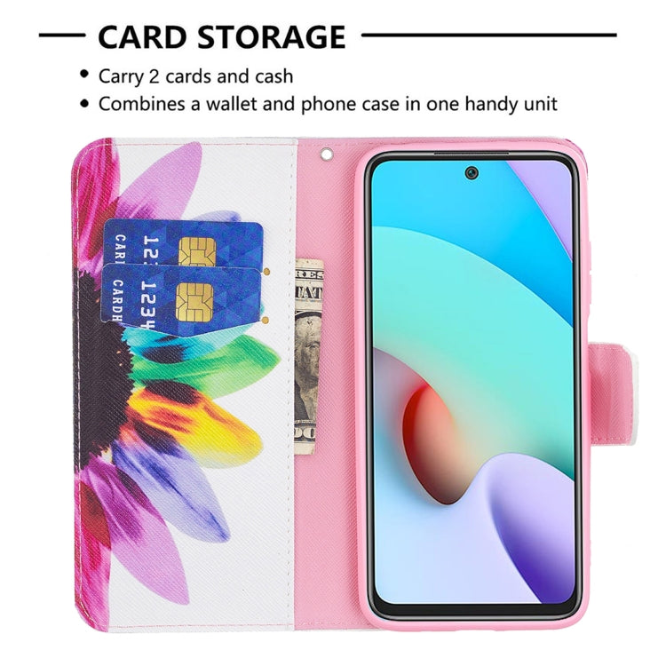 For Xiaomi Redmi 10 Colored Drawing Pattern Horizontal Flip Leather Case with Holder & Card Slots & Wallet(Sun Flower) - Xiaomi Cases by buy2fix | Online Shopping UK | buy2fix