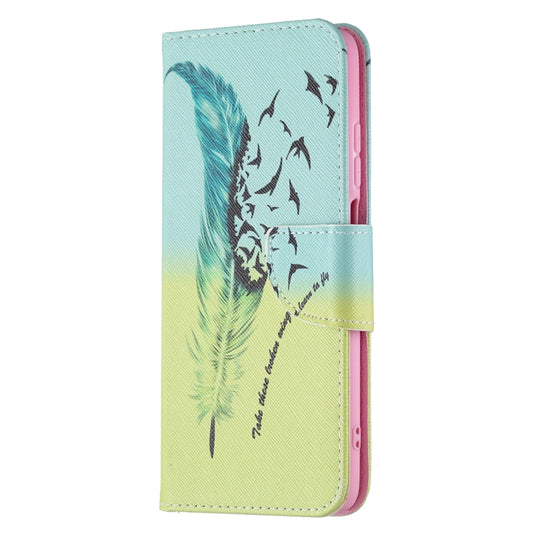 For Xiaomi Redmi 10 Colored Drawing Pattern Horizontal Flip Leather Case with Holder & Card Slots & Wallet(Feather) by buy2fix