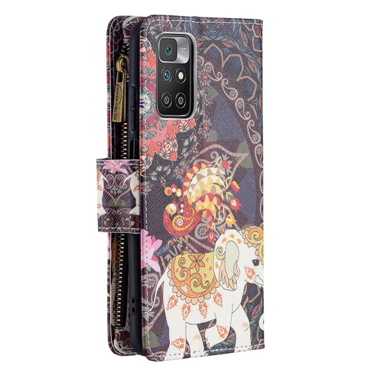 For Xiaomi Redmi 10 Colored Drawing Pattern Zipper Horizontal Flip Leather Case with Holder & Card Slots & Wallet(Flower Elephants) - Xiaomi Cases by buy2fix | Online Shopping UK | buy2fix