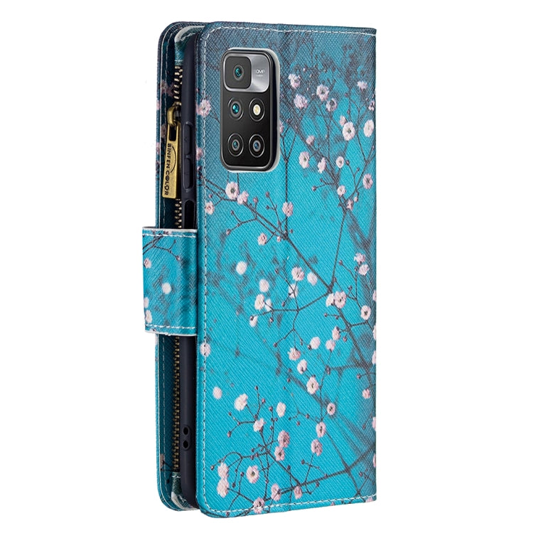 For Xiaomi Redmi 10 Colored Drawing Pattern Zipper Horizontal Flip Leather Case with Holder & Card Slots & Wallet(Plum Blossom) by buy2fix